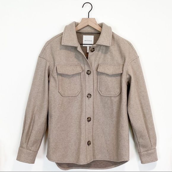 Anthropologie Avec Les Filles Oat Melange Oversized Faux Wool Shacket NWOT XS-S - Picture 2 of 8